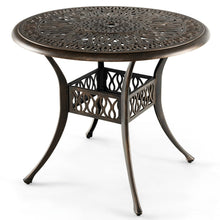 Load image into Gallery viewer, Table Jardin Ronde en Aluminium coulé 90x90x74CM avec Trou pour Parasol 5CM Table Extérieure avec Pied Réglable Antidérapant -