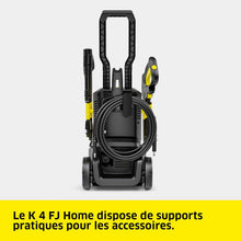 Load image into Gallery viewer, Kärcher Nettoyeur Haute Pression K 4 FJ Home, Pression max. 130 bar, Débit : 420 l/h, Surface : 30 m²/h, Filtre à Eau, Poids : 5,7 kg, Pistolet HP, Rotabuse, Lance Vario Power, Buse à Mousse, Home Kit