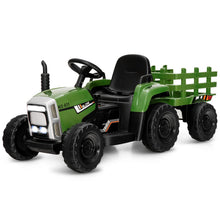 Load image into Gallery viewer, Tracteur Electrique avec Remorque pour Enfants 3 Vitesses Lumires LED Fonctions o USB et Bluetooth Jaune/Rose/Rouge/Vert/Vert Fonc/Noir -