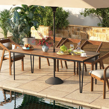 Load image into Gallery viewer, Table pour Jardin de 200 Cm Table d'extérieur pour 8 Personnes avec Trou pour Parasol de 5 Cm Pieds en Métal et Repose-pied Réglables -