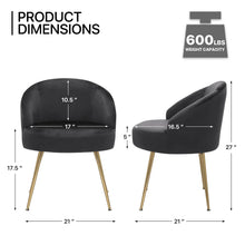 Load image into Gallery viewer, Monibloom Velvet Accent Chair, Modern Upholstered Single Sofa Side Chair, Comfy Barrel Club Living Room Armchair with Golden Metal Legs for Bedroom Reading Room Office, Black