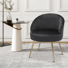 Load image into Gallery viewer, Monibloom Velvet Accent Chair, Modern Upholstered Single Sofa Side Chair, Comfy Barrel Club Living Room Armchair with Golden Metal Legs for Bedroom Reading Room Office, Black