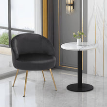 Load image into Gallery viewer, Monibloom Velvet Accent Chair, Modern Upholstered Single Sofa Side Chair, Comfy Barrel Club Living Room Armchair with Golden Metal Legs for Bedroom Reading Room Office, Black