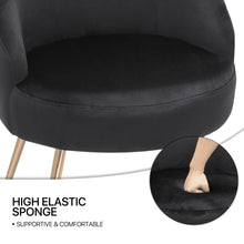 Load image into Gallery viewer, Monibloom Velvet Accent Chair, Modern Upholstered Single Sofa Side Chair, Comfy Barrel Club Living Room Armchair with Golden Metal Legs for Bedroom Reading Room Office, Black