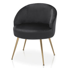 Load image into Gallery viewer, Monibloom Velvet Accent Chair, Modern Upholstered Single Sofa Side Chair, Comfy Barrel Club Living Room Armchair with Golden Metal Legs for Bedroom Reading Room Office, Black