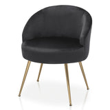Monibloom Velvet Accent Chair, Modern Upholstered Single Sofa Side Chair, Comfy Barrel Club Living Room Armchair with Golden Metal Legs for Bedroom Reading Room Office, Black