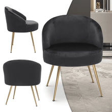 Load image into Gallery viewer, Monibloom Velvet Accent Chair, Modern Upholstered Single Sofa Side Chair, Comfy Barrel Club Living Room Armchair with Golden Metal Legs for Bedroom Reading Room Office, Black
